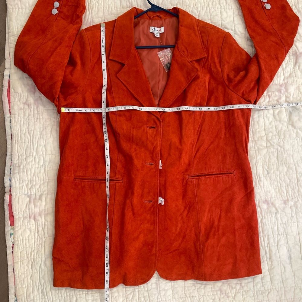 NWOT DENIM & Co Burnt Orange Rust Suede Leather Long Bohemian Jacket Sz 2X - Picture 3 of 5